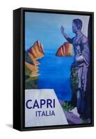 Capri view with Ancient Roman Empire Statue Poster-Markus Bleichner-Framed Stretched Canvas