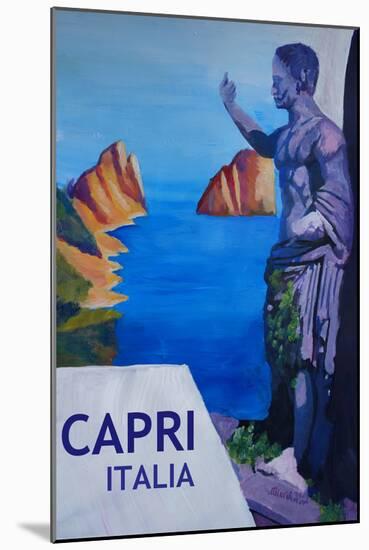 Capri view with Ancient Roman Empire Statue Poster-Markus Bleichner-Mounted Art Print