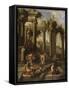 Capricci of Classical Ruins with Water Carriers, Philosophers and Noblemen (Left Panel)-Giovanni Ghisolfi (Circle of)-Framed Stretched Canvas