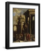 Capricci of Classical Ruins with Water Carriers, Philosophers and Noblemen (Right Panel)-Giovanni Ghisolfi (Circle of)-Framed Giclee Print