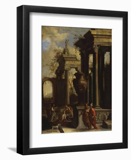 Capricci of Classical Ruins with Water Carriers, Philosophers and Noblemen (Right Panel)-Giovanni Ghisolfi (Circle of)-Framed Giclee Print