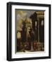 Capricci of Classical Ruins with Water Carriers, Philosophers and Noblemen (Right Panel)-Giovanni Ghisolfi (Circle of)-Framed Giclee Print