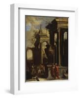 Capricci of Classical Ruins with Water Carriers, Philosophers and Noblemen (Right Panel)-Giovanni Ghisolfi (Circle of)-Framed Giclee Print