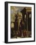 Capricci of Classical Ruins with Water Carriers, Philosophers and Noblemen (Right Panel)-Giovanni Ghisolfi (Circle of)-Framed Giclee Print