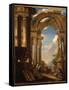 Capricci of Roman Ruins with Figures-Giovanni Paolo Pannini-Framed Stretched Canvas