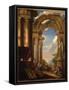 Capricci of Roman Ruins with Figures-Giovanni Paolo Pannini-Framed Stretched Canvas