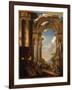 Capricci of Roman Ruins with Figures-Giovanni Paolo Pannini-Framed Giclee Print