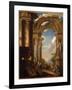 Capricci of Roman Ruins with Figures-Giovanni Paolo Pannini-Framed Giclee Print