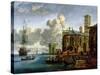 Capriccio of a Mediterranean Port-Abraham Storck-Stretched Canvas