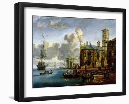 Capriccio of a Mediterranean Port-Abraham Storck-Framed Giclee Print