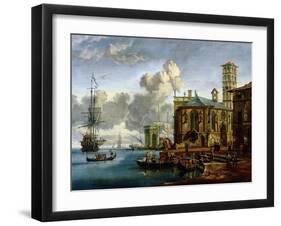 Capriccio of a Mediterranean Port-Abraham Storck-Framed Giclee Print