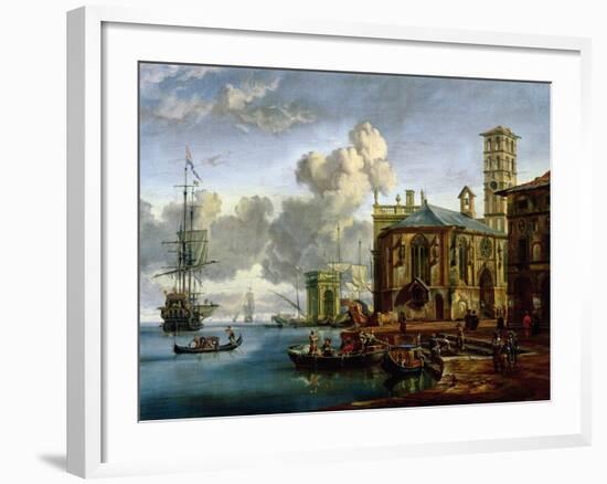 Capriccio of a Mediterranean Port-Abraham Storck-Framed Giclee Print