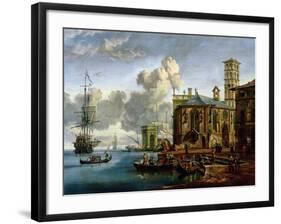 Capriccio of a Mediterranean Port-Abraham Storck-Framed Giclee Print