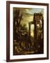 Capriccio of Classical Ruins and Statuary with Figures Conversing-Giovanni Ghisolfi-Framed Giclee Print