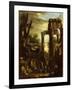 Capriccio of Classical Ruins and Statuary with Figures Conversing-Giovanni Ghisolfi-Framed Giclee Print