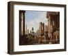 Capriccio of Classical Ruins with a Statue of Marcus Aurelius,The Temple of Saturn-Giovanni Paolo Pannini-Framed Giclee Print