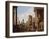 Capriccio of Classical Ruins with a Statue of Marcus Aurelius,The Temple of Saturn-Giovanni Paolo Pannini-Framed Giclee Print