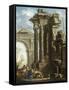 Capriccio of Classical Ruins with the Death of St Francis Xavier-Gian Paolo Panini-Framed Stretched Canvas