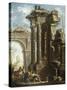 Capriccio of Classical Ruins with the Death of St Francis Xavier-Gian Paolo Panini-Stretched Canvas