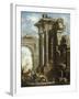 Capriccio of Classical Ruins with the Death of St Francis Xavier-Gian Paolo Panini-Framed Giclee Print