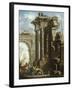 Capriccio of Classical Ruins with the Death of St Francis Xavier-Gian Paolo Panini-Framed Giclee Print