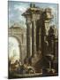 Capriccio of Classical Ruins with the Death of St Francis Xavier-Gian Paolo Panini-Mounted Giclee Print