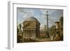 Capriccio of Roman Ruins with the Pantheon, 1737-Giovanni Paolo Pannini-Framed Giclee Print
