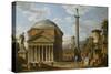 Capriccio of Roman Ruins with the Pantheon, 1737-Giovanni Paolo Pannini-Stretched Canvas