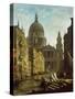 Capriccio: St Paul's and a Venetian Canal-William Marlow-Stretched Canvas