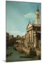 Capriccio: The Rialto Bridge and the Church of S. Giorgio Maggiore, c.1750-Canaletto-Mounted Giclee Print