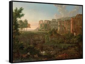 Capriccio View of the Ruins of Heidelberg Castle-Johann Martin Von Rohden-Framed Stretched Canvas