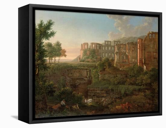 Capriccio View of the Ruins of Heidelberg Castle-Johann Martin Von Rohden-Framed Stretched Canvas