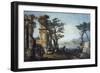 Capriccio with Classical Arch and Goats-Michele Marieschi-Framed Giclee Print