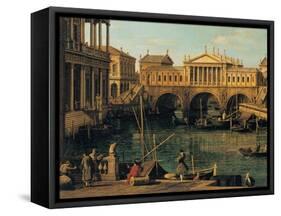 Capriccio with Palladian Buildings-Canaletto-Framed Stretched Canvas