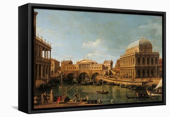 Capriccio with Palladian Buildings-Canaletto-Framed Stretched Canvas