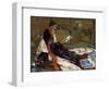 Caprice En Pourpre Et or : Le Paravent Dore  Jeune Femme Vetue a La Japonaise En Kimono, Regardant-James Abbott McNeill Whistler-Framed Giclee Print