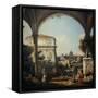 Caprice with Arch of Triumph-Bernardo Bellotto-Framed Stretched Canvas