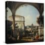 Caprice with Arch of Triumph-Bernardo Bellotto-Stretched Canvas