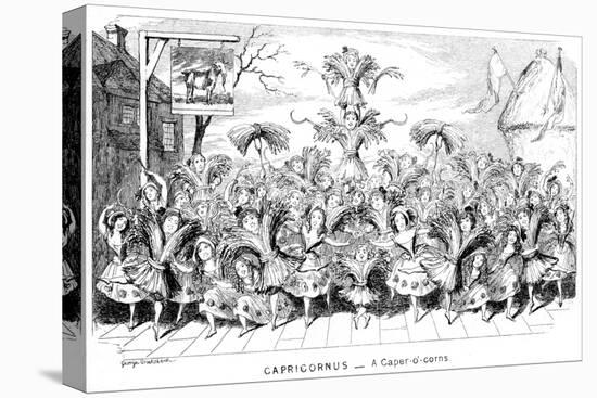 Capricornus - a Caper-O'-Corns, 19th Century-George Cruikshank-Stretched Canvas