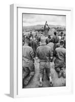 Capt. Bill Carpenter and Members of the 101st Airborne at Outdoor Catholic Mass, Vietnam, 1966-Larry Burrows-Framed Photographic Print