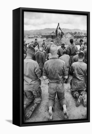 Capt. Bill Carpenter and Members of the 101st Airborne at Outdoor Catholic Mass, Vietnam, 1966-Larry Burrows-Framed Stretched Canvas