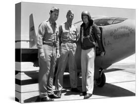 Capt. Charles Yeager, Major Gus Lundquist and Capt. James Fitzgerald Standing in Front of Bell X-1-null-Stretched Canvas