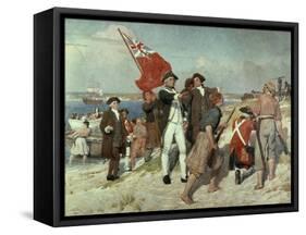 Capt Cook Landing at Botany Bay-Emanuel Phillips Fox-Framed Stretched Canvas