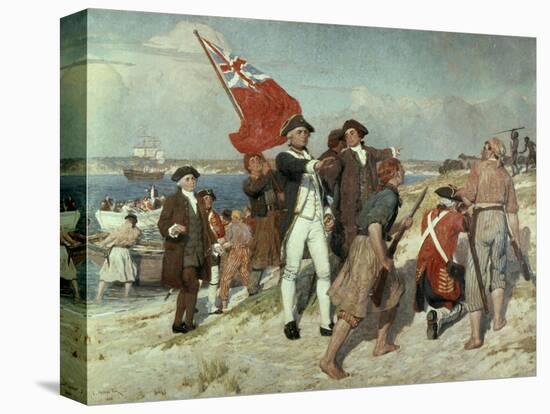 Capt Cook Landing at Botany Bay-Emanuel Phillips Fox-Stretched Canvas