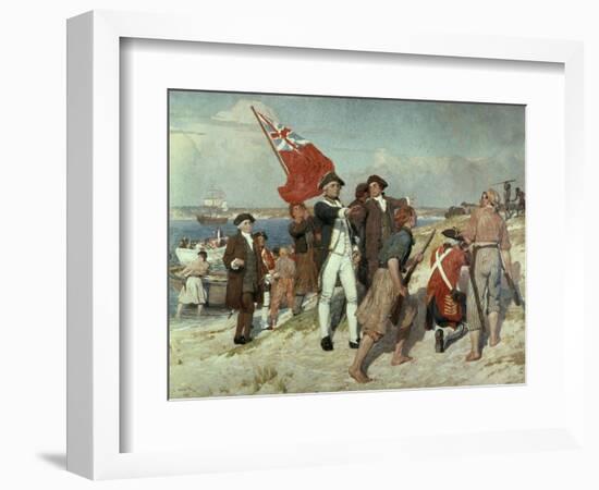 Capt Cook Landing at Botany Bay-Emanuel Phillips Fox-Framed Giclee Print