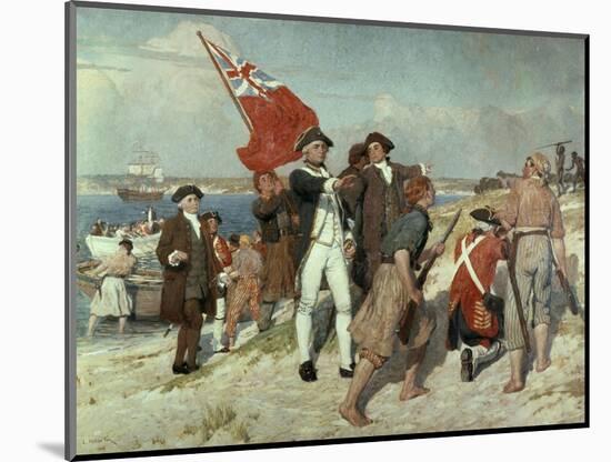 Capt Cook Landing at Botany Bay-Emanuel Phillips Fox-Mounted Giclee Print