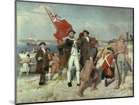 Capt Cook Landing at Botany Bay-Emanuel Phillips Fox-Mounted Giclee Print