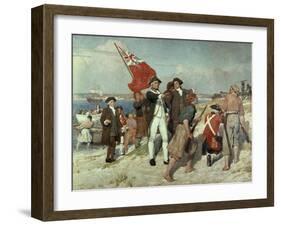 Capt Cook Landing at Botany Bay-Emanuel Phillips Fox-Framed Giclee Print