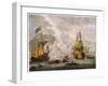 Capt Kempthorn in "Mary Rose" Defeats Seven Algerian Men-Of- War-Van De Velde-Framed Art Print