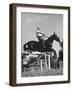 Capt. Theodore Galiza, Russian Riding Master, Taking Triple Bars, Horse Show Organized-Alfred Eisenstaedt-Framed Photographic Print